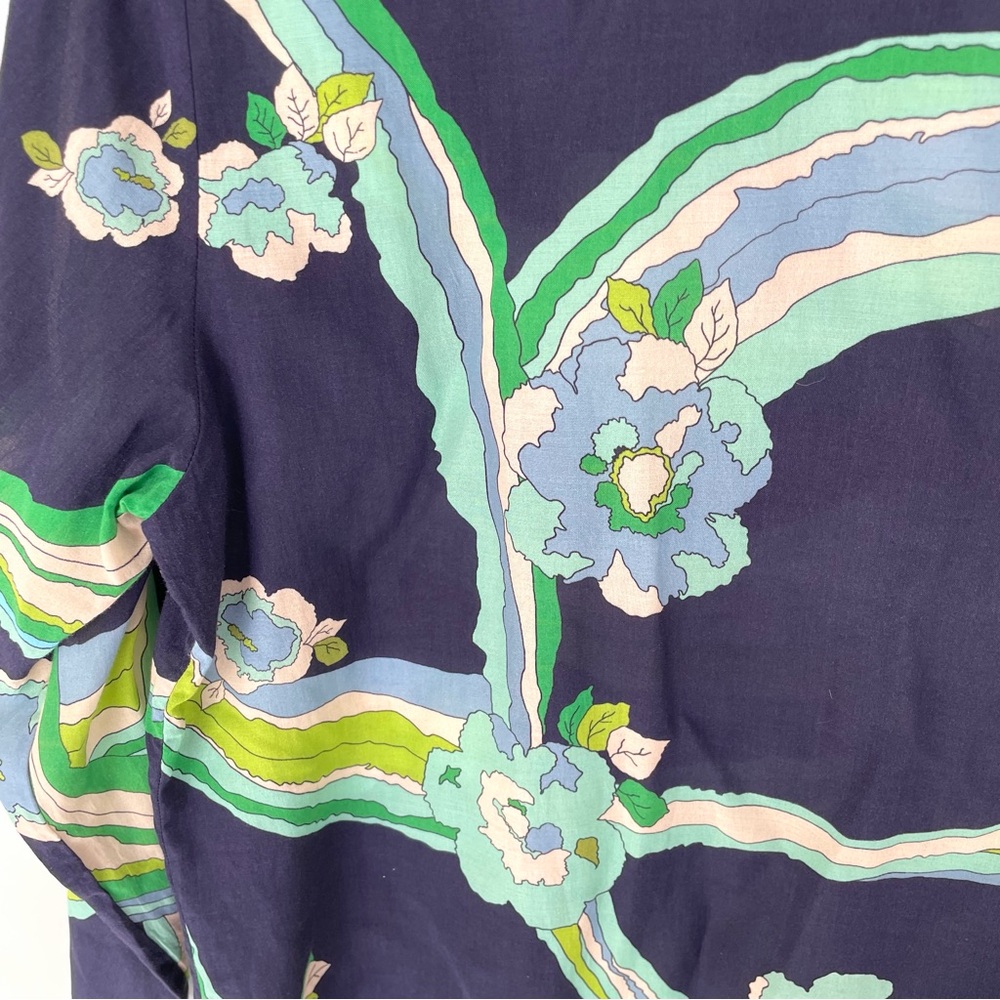 VILAGALLO Brisvane Juliet Cotton Viscose Shirt Green Navy Size 46 - Picture 6 of 10